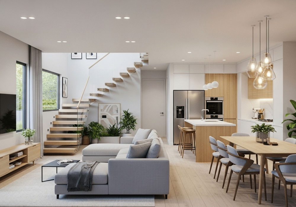 thiết kế nội thất nhà phố 6m mặt tiền