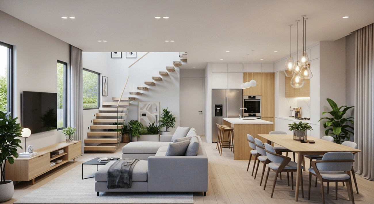 thiết kế nội thất nhà phố 6m mặt tiền
